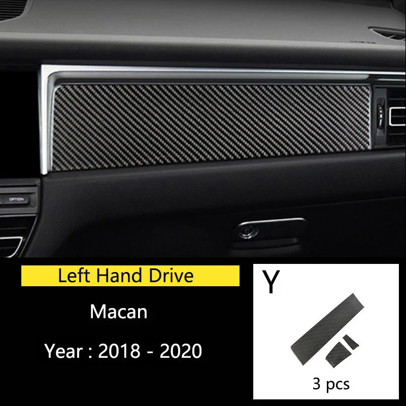 Accessories For Porsche Macan Carbon Fiber Car Inner Control Gear Shift Panel Water Cup Holder Cover Trim Decoration Car Sticker