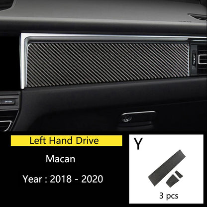 Accessories For Porsche Macan Carbon Fiber Car Inner Control Gear Shift Panel Water Cup Holder Cover Trim Decoration Car Sticker
