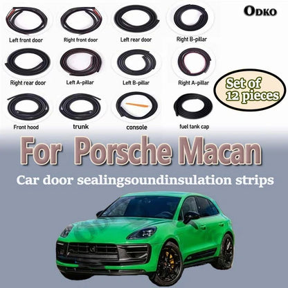 Car Door Seal Strip Rubber Noise Insulation Dustproof Seal Strip Not easy to Fall off For Porsche Macan Car Accessories 12Pcs