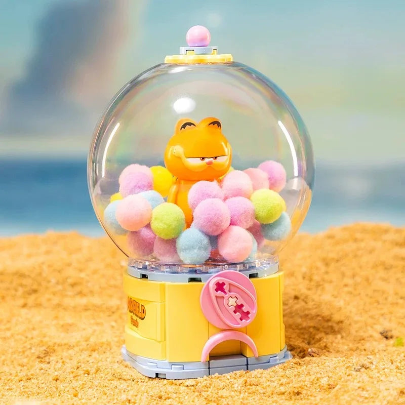 Pantasy Garfield Crystal Ball Series Fun Gashapon Machine Building Block Puzzle Model Desktop Ornament Children's Gift
