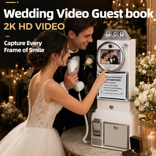 64G Wedding Video Guest Book, All-in-One Guest Check-in & Blessing Video Recorder for Weddings, Parties & Banquets
