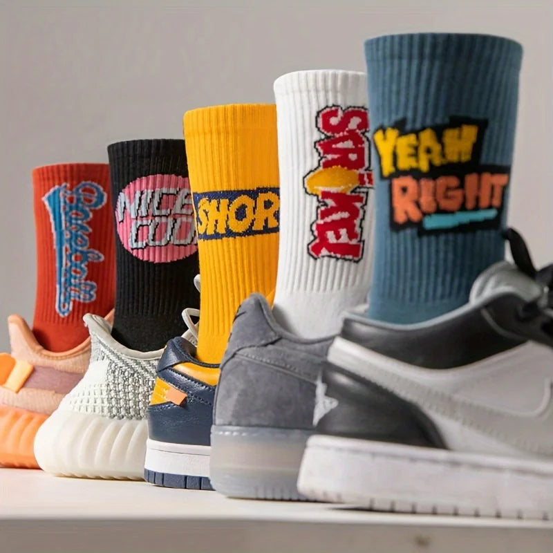 Unisex Soft Cotton Graphic Crew Socks Breathable Funny Casual Athletic Streetwear Socks for Daily Wear with Sneakers