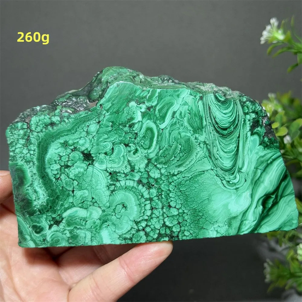 Natural High-Quality And Beautiful Malachite Slate Mineral Raw Stone Therapy Meditation Prayer Energy Home Decoration+Bracket