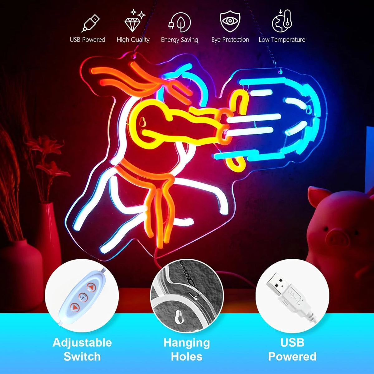 Game Fighter Neon Sign Dimmable Neon Lights for Boys Room Gameroom Bedroom Man Cave Party Decor Aesthetics Draw Birthday Gifts