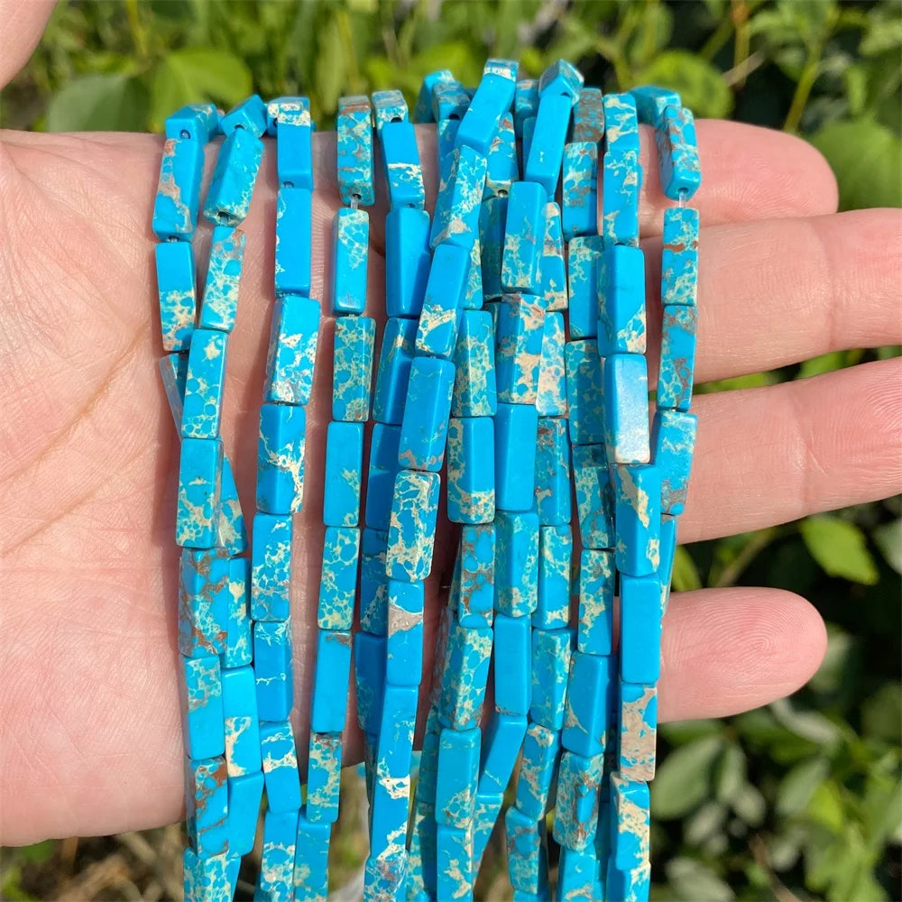 4x13mm Natural Stone Tube Rectangle Sea Sediment Lapis Lazuli Opal Amethysts Quartz Beads for Jewelry Making DIY Bracelet