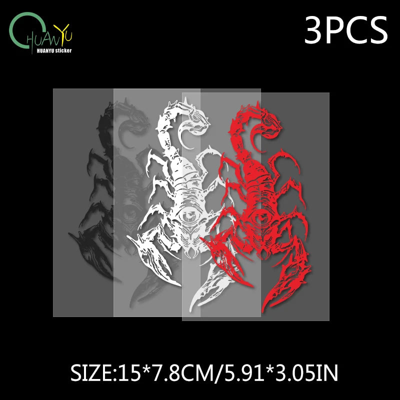 Dark style day eye scorpion car sticker, car and motorcycle scratch proof, waterproof, reflective decoration decal