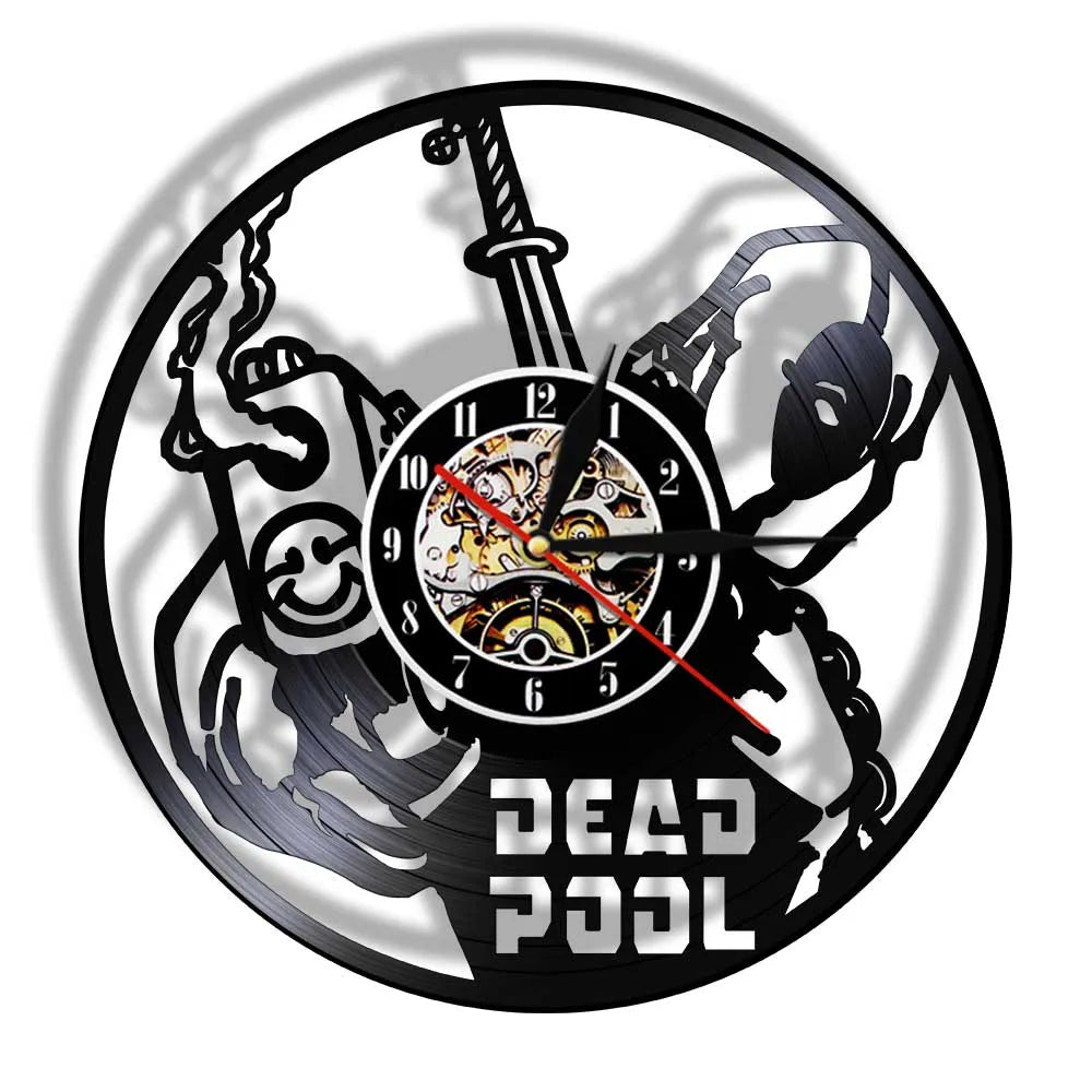 Anti-hero Deadpool Inspired Wall Clock For Living Room Home Theater Cinema Decor Retro Album Artwork Vinyl LP Record Wall Clock