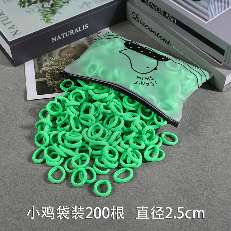 200Pcs Children's Hair Band Headgear Baby Rubber Band Women's Tie Head Girls' Headband High Elasticity Rope Hair Accessories