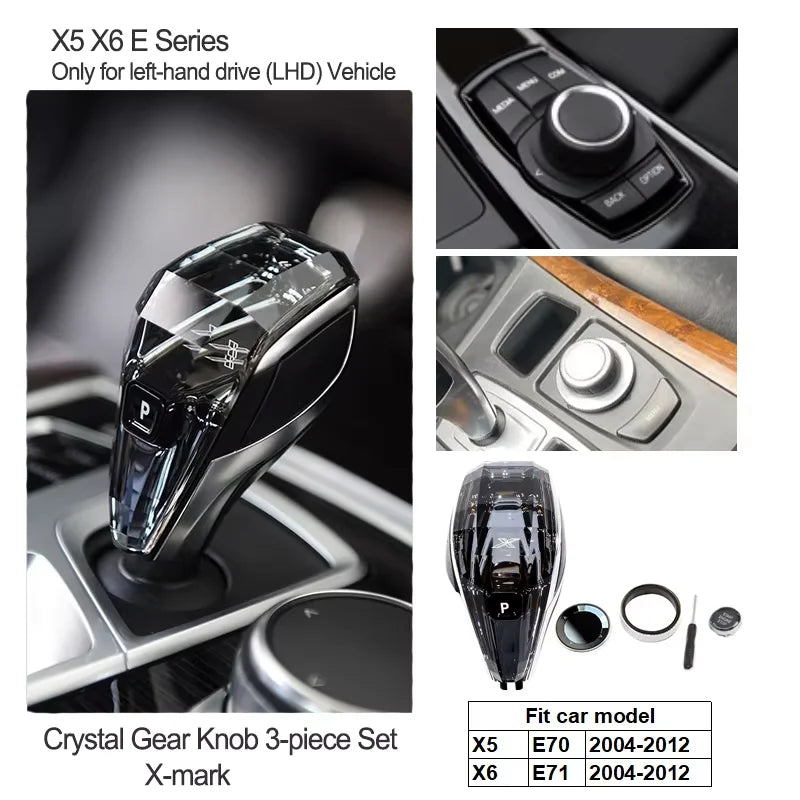 Crystal Gear Shift Lever Knob Set For BMW 5 Series G30 G32 G01 G08 7 Series G11 G12 F10 F20 F30 F32 F25 F26 X5 X6 F15 F16