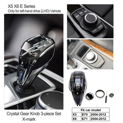 Crystal Gear Shift Lever Knob Set For BMW 5 Series G30 G32 G01 G08 7 Series G11 G12 F10 F20 F30 F32 F25 F26 X5 X6 F15 F16