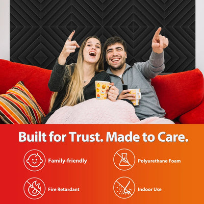 TOUO Acoustic Foam 6-48 Pcs Offices Acoustic Treatment Diamond Groove Foams Panels High-Density Sound Absorbing Material