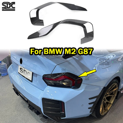 G87 M2 Real Dry Carbon Tail Light Trim Covers For BMW M2 G87 CS 2023+ Prepreg Carbon Fibre Rear Bumper Rear Light Eyebrow Lid