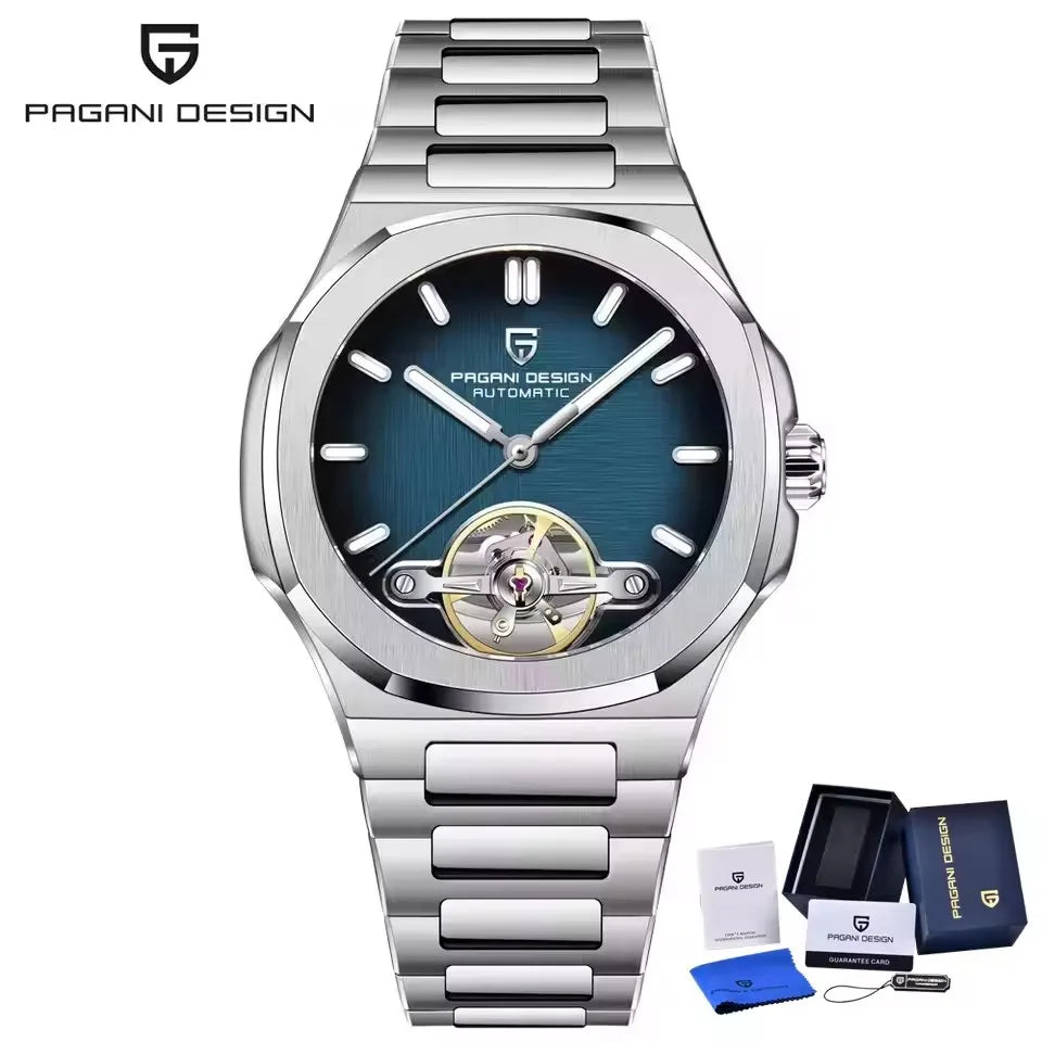 PAGANI DESIGN New Mechanical Hollow-Out Tourbillon Men Watch Sport Elegant Sapphire Waterproof Watch Japan Movt 316L Steel Clock