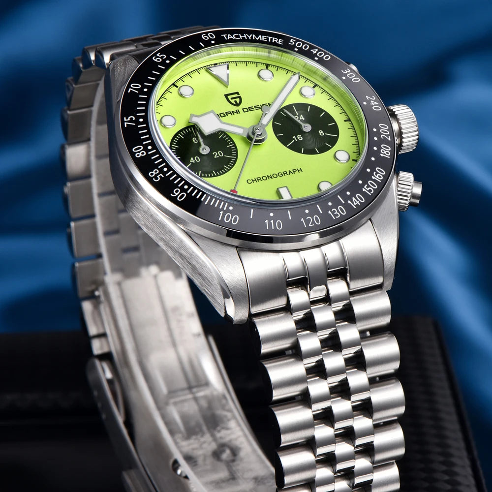 2026 New PAGANI DESIGN Panda Mens Watches Fluorescent Green Quartz Watch Men Speed Sports Chronograph Man AR Sapphire Waterproof