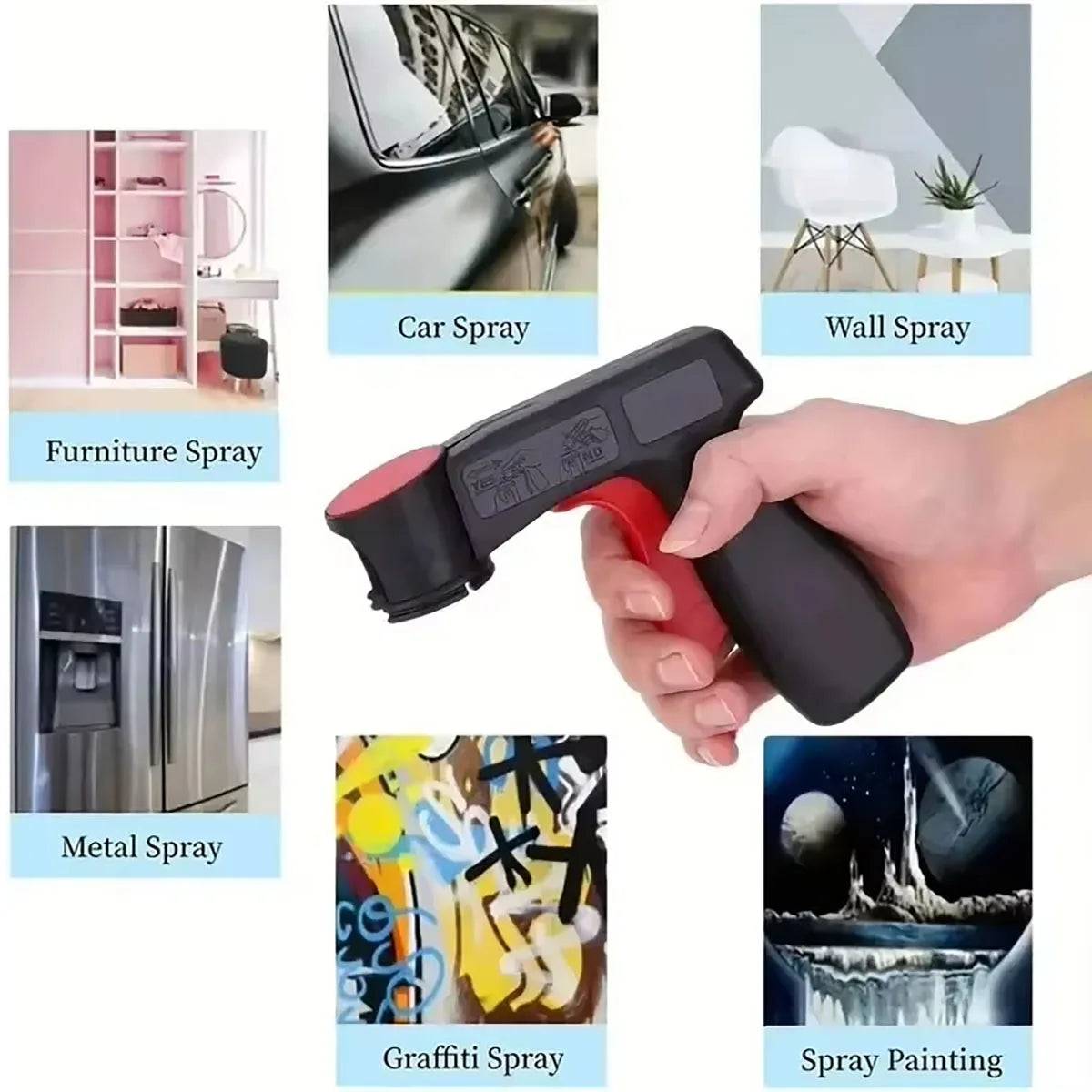 1/2 Pcs Plastic Portable Spray Paint Handle, Universal Reusable Car Color Changing Film Pasting Self Spraying Hand Spray Gun