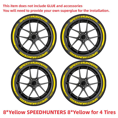 Yellow SPEEDHUNTERS 3D Tire Letter Sticker Car Auto Wheel Decor Decals Water Proof Trendy Vehicle Wheel Styling No Glue Required