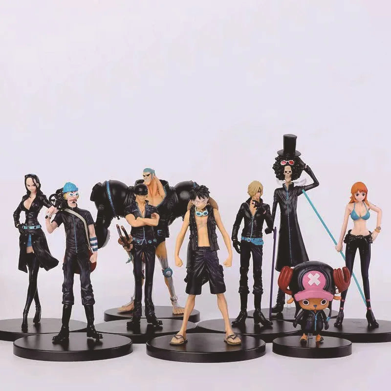 Anime One Piece Brook Chopper Usopp Robin Franky Black Suit Ver. PVC Action Figure Game Statue Collectible Model Toys Doll 17cm