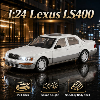1/24 Lexus LS400 Classical Toy Car Model Diecast Alloy Metal Miniature Vehicle Model Sound & Light Collection Gift For Boyfriend