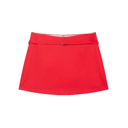 Women's Solid Color Skort with Belt Side Zipper Casual Shorts Skirts Fashionable And Stylish Women's Clothing