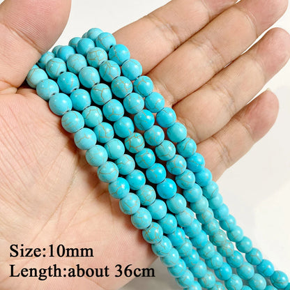 Blue Turquoise Stone Bead Irregular Round Oval Square Heart Loose Spacer DIY Beads Fit Jewelry Making Bracelet Necklace Handmade