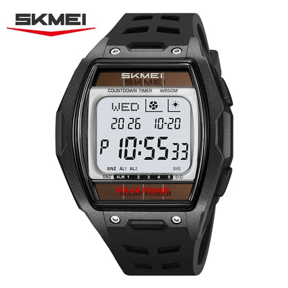 SKMEI 2750 Fashion Men Electronic Watch Solar Power Large Screen Luminous Calendar Multifunctional Outdoor Sport Watches for Man