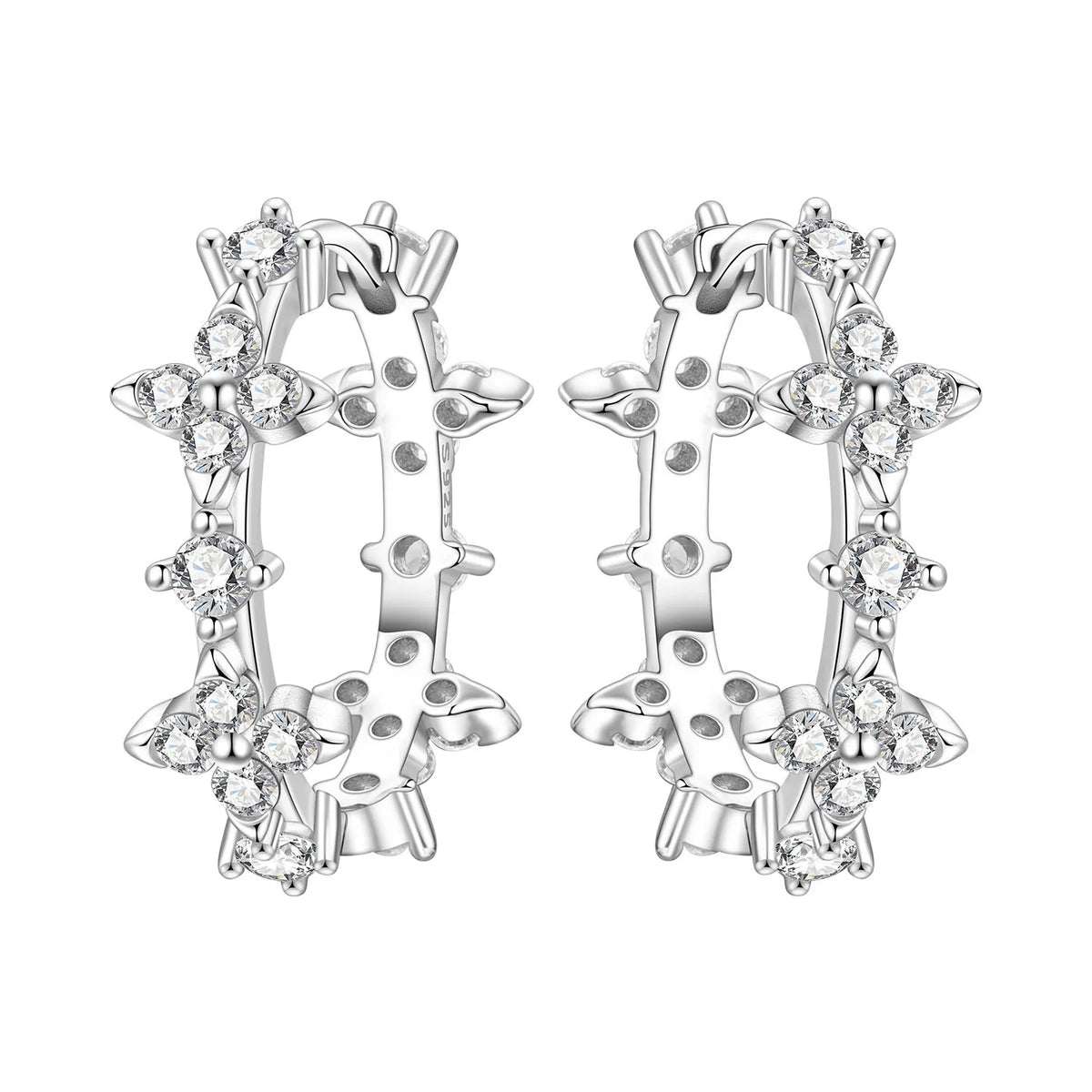 PANPOKI Original 925 Sterling Silver Beautiful Tulip Flower Earrings Women Hoop Earring Anniversary Jewelry Trendy Gifts