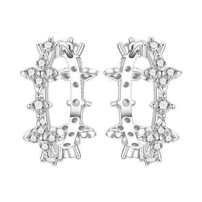 PANPOKI Original 925 Sterling Silver Beautiful Tulip Flower Earrings Women Hoop Earring Anniversary Jewelry Trendy Gifts