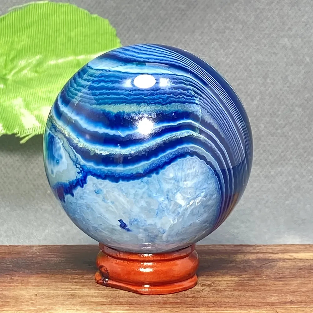 1pc Rare Blue Agate Sphere, Polished Crafts, Home Office Ornaments, Blue Quartz Lovers, Gifts for Best Friends