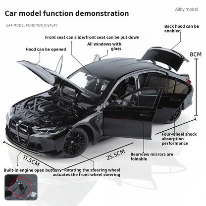 1:18 BMW M3 Model Car Exquisite Simulation Alloy Diecast Model High-Performance Coupe Pull Back Toy Car Collectible Decoration