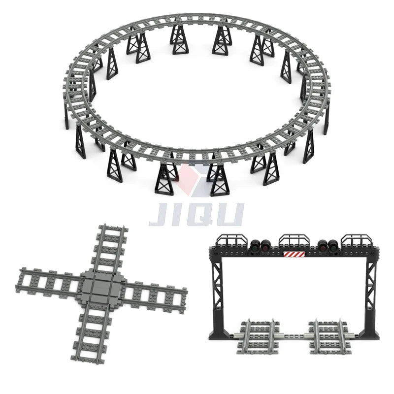 City Traffic Lamp Signpost Railway Barrier Building Blocks MOC Street View Accessories Bricks Speed Limit Indicator Warning Toys
