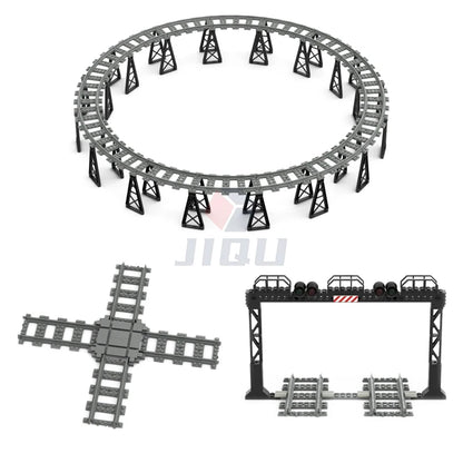 City Traffic Lamp Signpost Railway Barrier Building Blocks MOC Street View Accessories Bricks Speed Limit Indicator Warning Toys