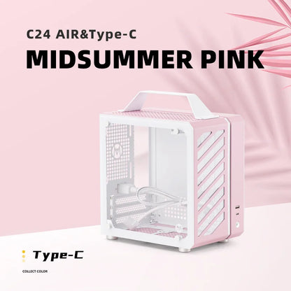 Mechanic Master C24 Sugar Cube Air&TypeC Version Portable Mini Desktop Chassis ITX Computer Case With Tempered Glass PC ardware