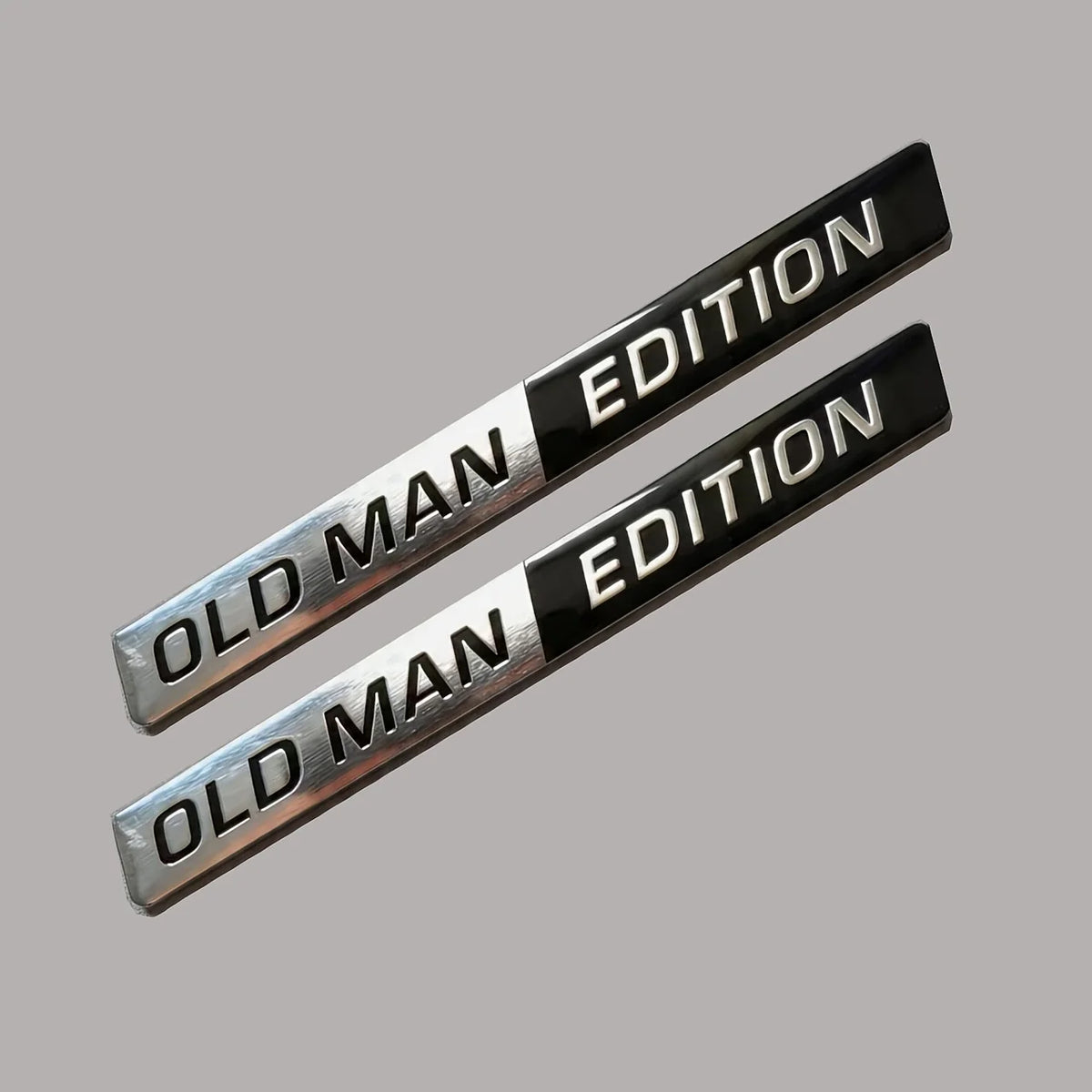 2pcs Old Man Edition 3D Emblem Aluminium Sticker Badge Funny Old Man Edition Decals Car  Replacement Decoration for Universal