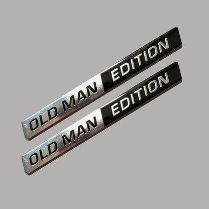 2pcs Old Man Edition 3D Emblem Aluminium Sticker Badge Funny Old Man Edition Decals Car  Replacement Decoration for Universal
