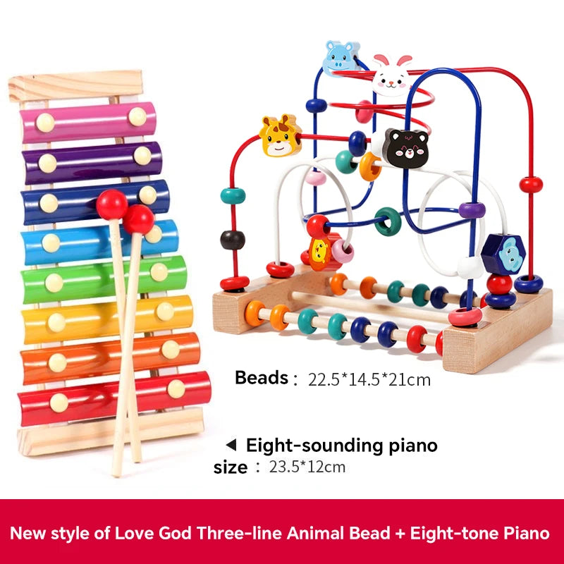 Baby Toddler Early Education Intelligence Building Blocks Beads Attention Span Toys for Boys And Girls Ages 1 to 3