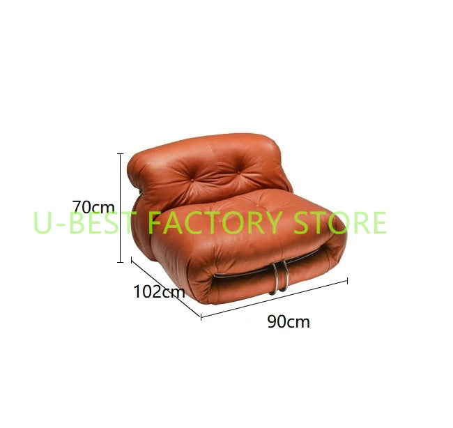 U-BEST Vintage Design Living Room Furniture Single Seater Lounge Chair Lazy Hippo Sofa Recliner Designer Occasional Soriana Sofa