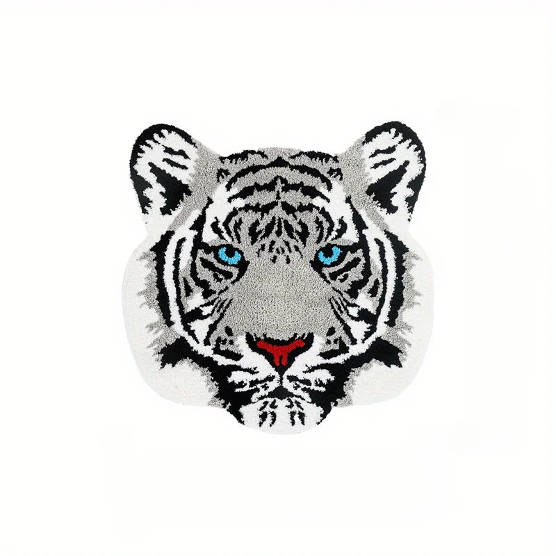 Tiger Head Pattern Carpets for Living Room Home Plush Study Animal Rug Fluffy Soft Bedside Mat Light Luxury Bedroom Decor Carpet
