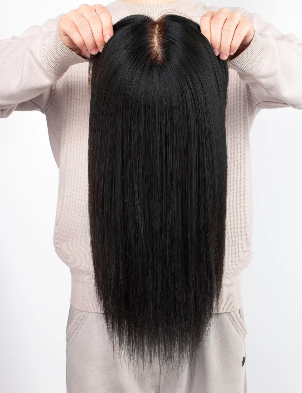16“ 15x15cm Silk Top Wig Human Hair for Women Dark Brown Real Virgin European Human Hair Silk Base Wig Breathable with PU Front