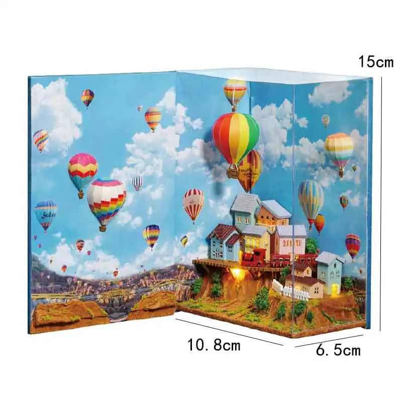 DIY Book Nook Kit Magic House Wooden 3D Puzzle Bookshelf Insert Decor Dollhouse Model Bookend Building Home Decoration Gifts