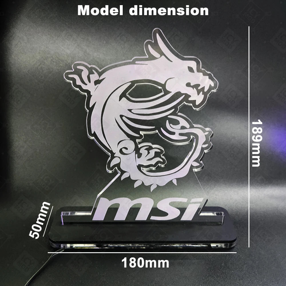 MSI Gaming Figure A-RGB Rainbow LED Acrylic Lighting Panel 5V3Pin Mystic Lighting PC Water Cooling MOD Belief Dragon Decoration