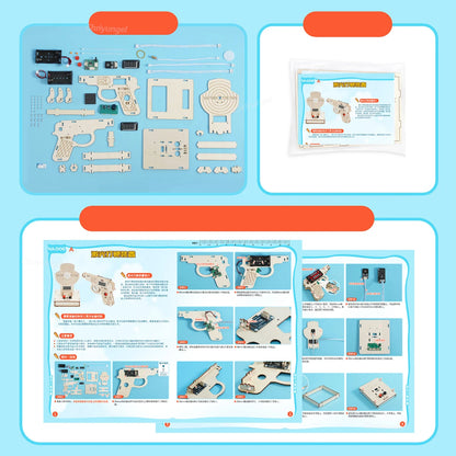 STEM DIY Wooden Target Shooting Game Kit Interactive Building Toys for Kids Educational Science Experiment Crafts Set