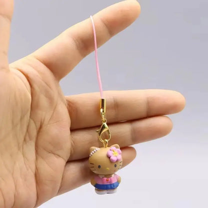 New In Stock Cute Black Leather Kt Cat Jewelry Pendant Blind Box University Kt Cat Phone Case Hanging Decoration Surprise Gift