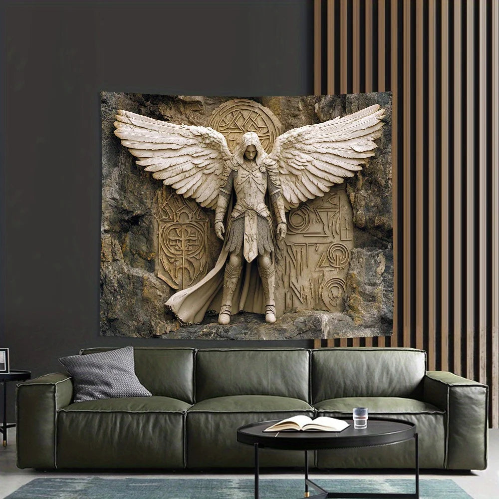 Glam Style 3D Angel Wall Tapestry for Polyester Hanging Decoration for Living Room, Bedroom, Office and Party