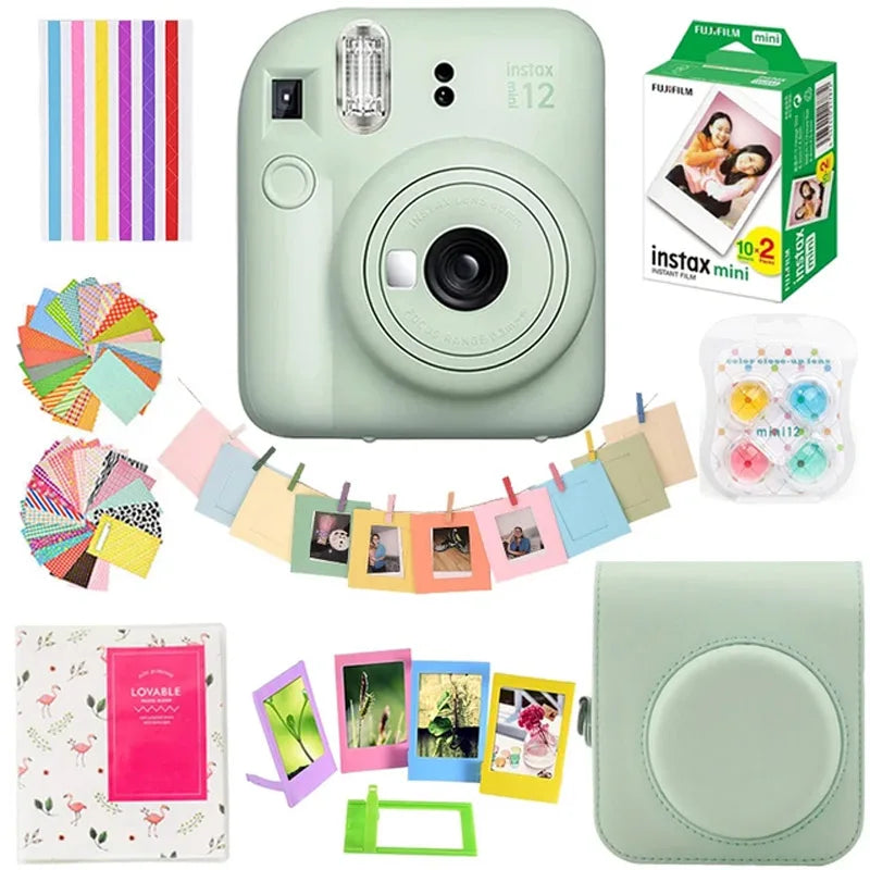Fujifilm Instax Mini 12 Instant Camera Optional 20/40 Sheets Instax Mini Film + Album + Bag Pink / Blue / Mint / White / Purple