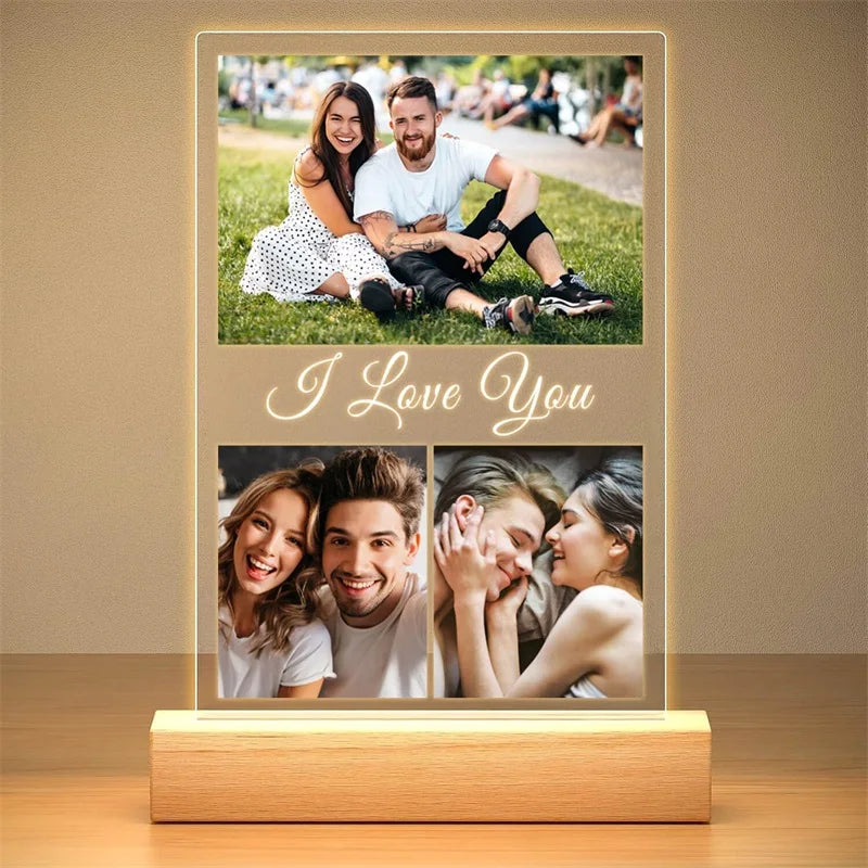 Custom Picture Frame with Photo Personalized Photo Frame with Night Light Customizable Photo Frames Christmas Birthday Gifts