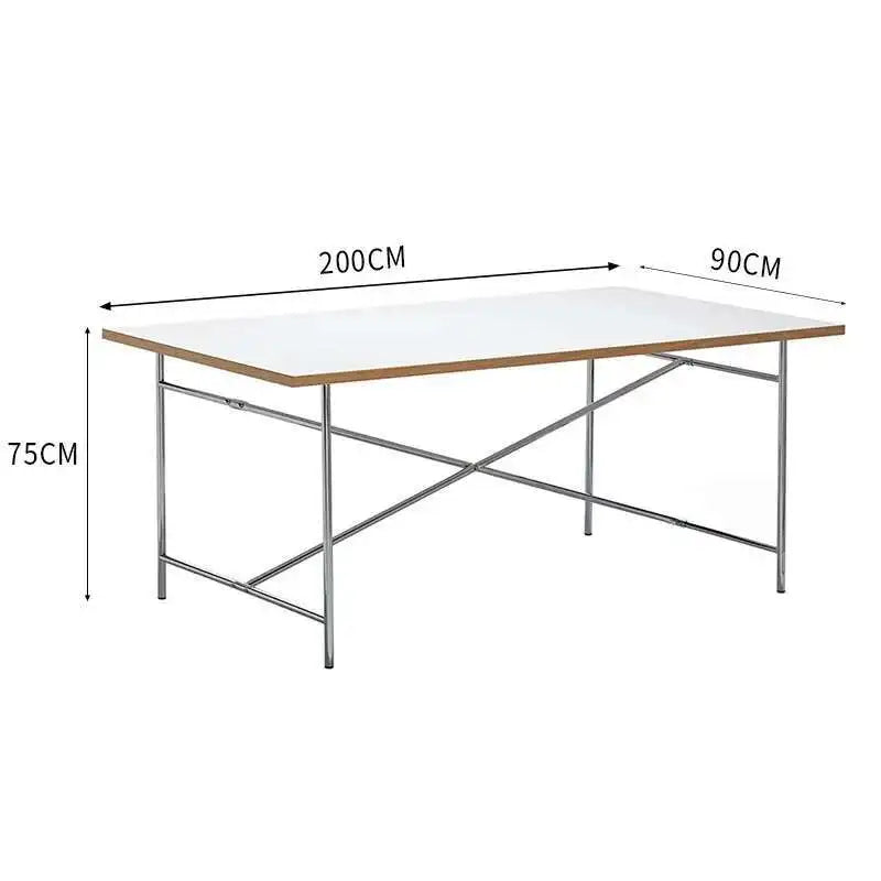 Stainless Steel Leg Rectangular Solid Wood Conference Table Office Desk Writing Living Room Table Mesa Office Furniture KMOD