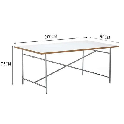 Stainless Steel Leg Rectangular Solid Wood Conference Table Office Desk Writing Living Room Table Mesa Office Furniture KMOD