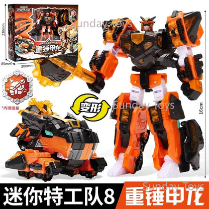 New Miniforce 8 Super Dinoid Transform Combined Mecha Robot Action Figures Toys Mini Force Rex Battle King Deformation Model Toy