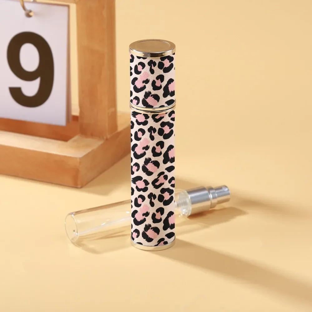 10ml Mini Perfume Bottle PU Leather Essential Oil Alcohol Spray Rotating Bottle Refillable Spray Atomizer Bottle