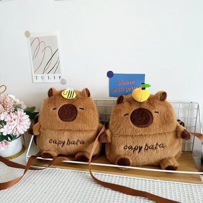 New Cartoon Capybara Crossbody Phone Bag Large Capacity Shoulder Bag Zipper with Adjustable Strap Kids Storage Bag